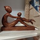 Mother and child wood sculpture from Indonesia